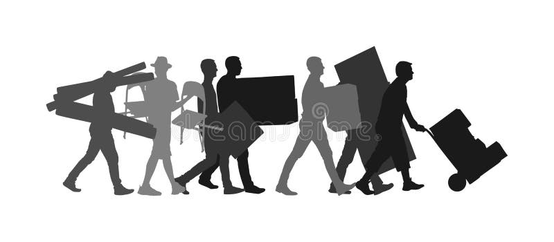 Delivery man carrying boxes of goods silhouette. Post man with package. Distribution procurement. Boy holding heavy load for moving service. Handy man in move action. Hand transportation method. Delivery man carrying boxes of goods silhouette. Post man with package. Distribution procurement. Boy holding heavy load for moving service. Handy man in move action. Hand transportation method